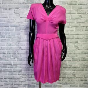 Vintage 80s Petites by Secrets XS/2 Hot‎ Pink Sheath Dress S/S Barbiecore